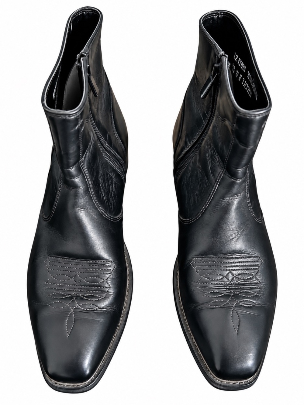 Laredo Black Leather Western Zip Ankle Boots